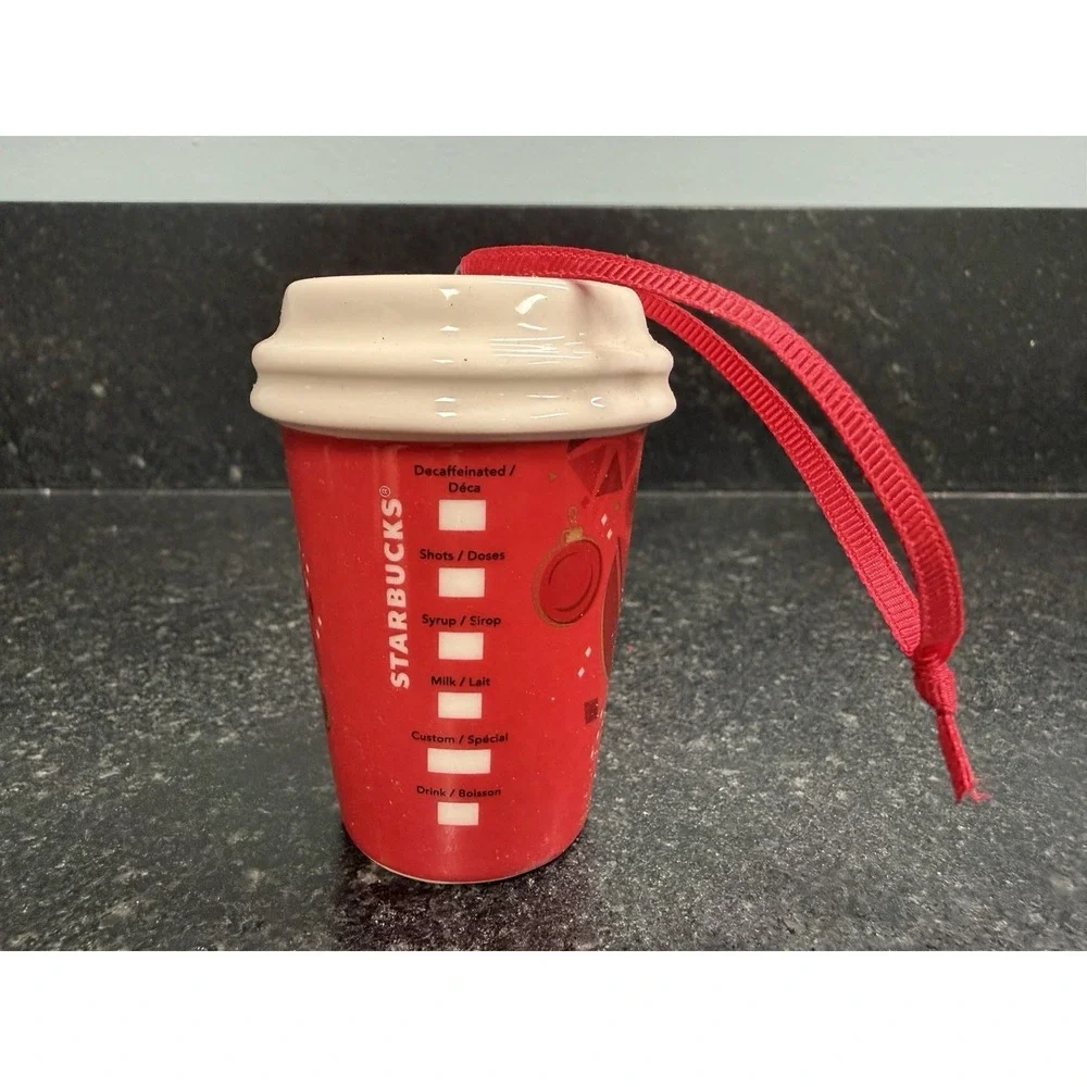 Starbucks 2013‎ Red Coffee Cup Holiday Christmas Tree Mini Ornament Collectible